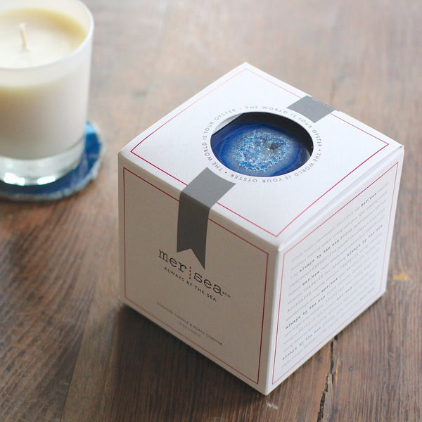 Mer-Sea & Co. Voyager Boxed Candle with Agate Coaster